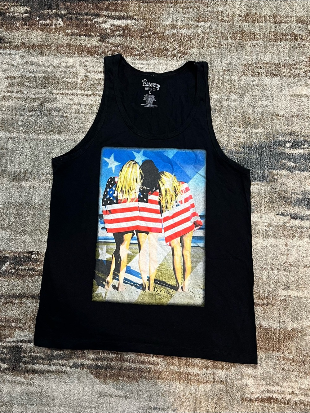 3 Girls Flag Tank Top size large black